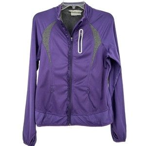 Athleta Jacket Prevail 918927 Purple Size M Ruffle Full Zip Running Active